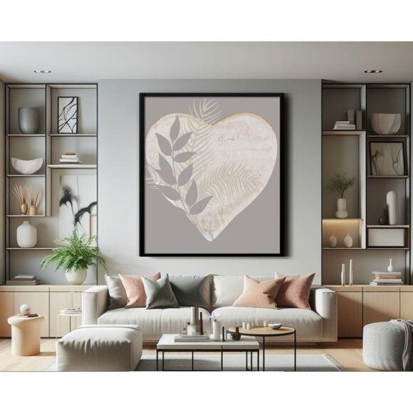 Heart of Nature - Minimalist Botanical Heart-Shaped Digital Art Print l - Picture 2 of 7